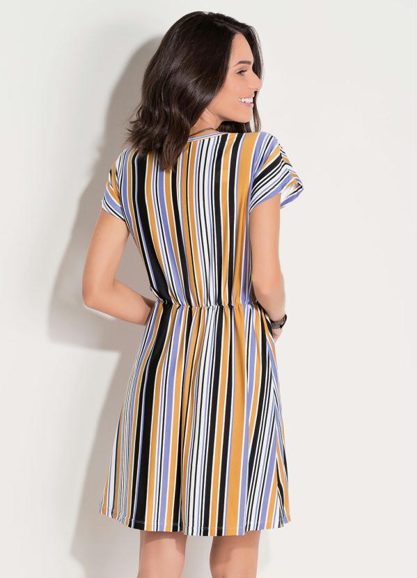 Quintess - Vestido Quintess Listrado Elástico na Cintura 2
