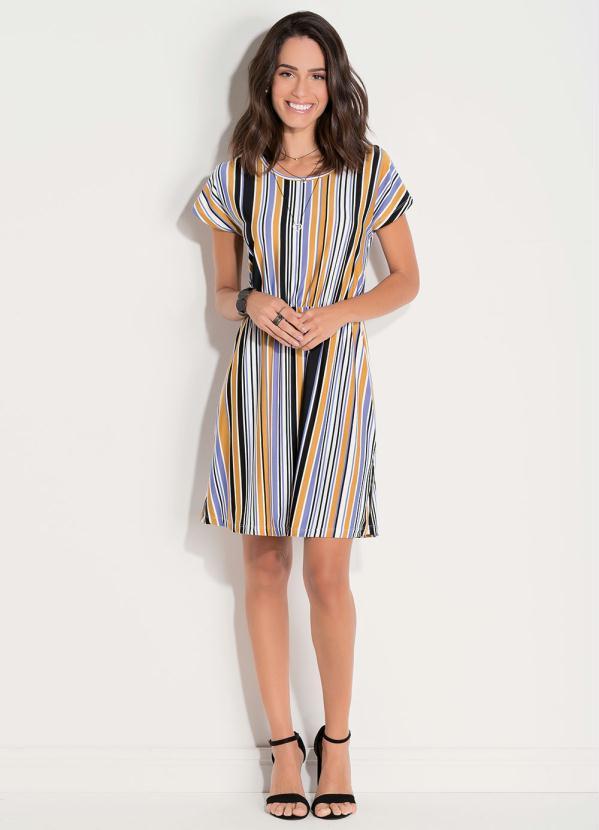 Quintess - Vestido Quintess Listrado Elástico na Cintura 3