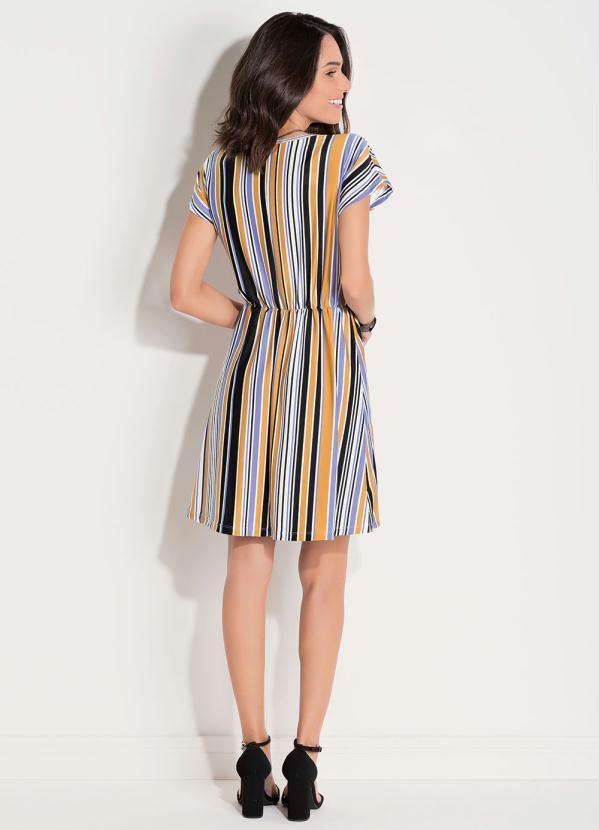 Quintess - Vestido Quintess Listrado Elástico na Cintura 4