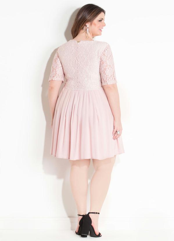 Quintess - Vestido Quintess Rosa Soltinho com Renda 11