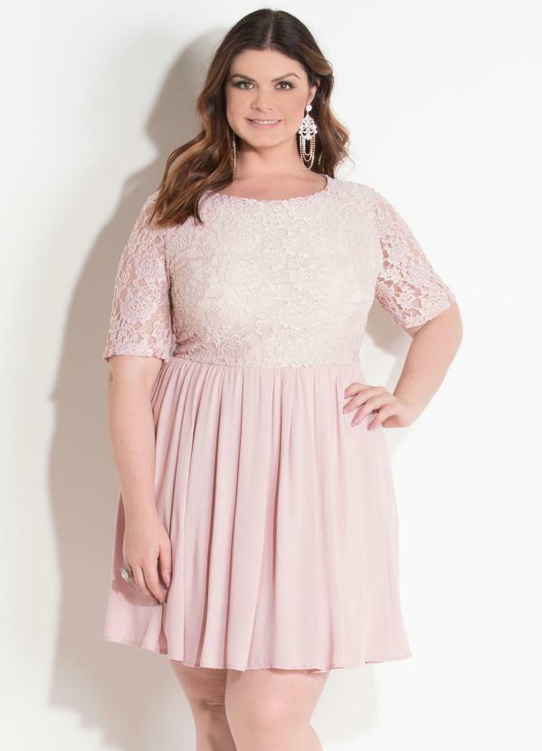 Quintess - Vestido Quintess Rosa Soltinho com Renda 7