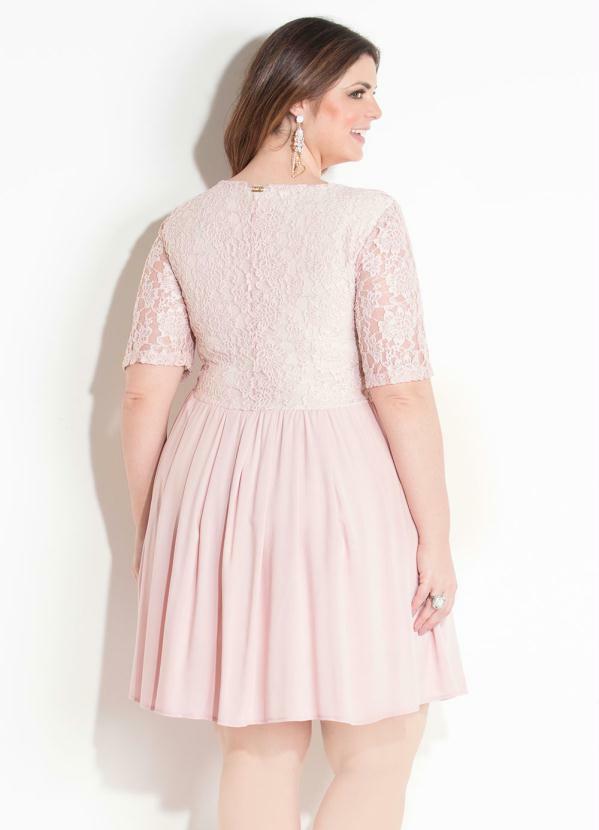 Quintess - Vestido Quintess Rosa Soltinho com Renda 8