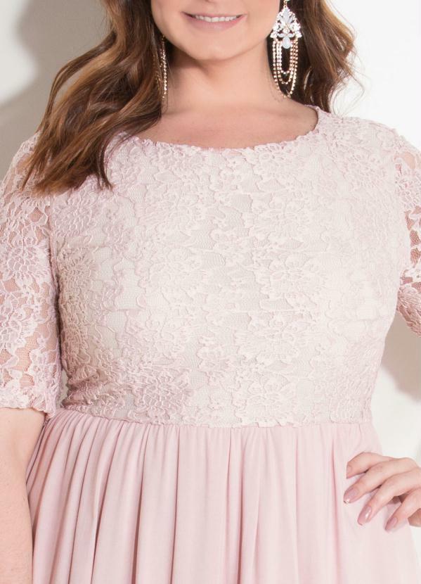Quintess - Vestido Quintess Rosa Soltinho com Renda 9