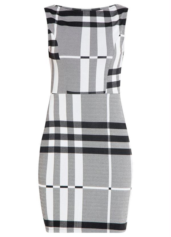 Quintess - Vestido Quintess Xadrez sem Mangas com Recortes 7