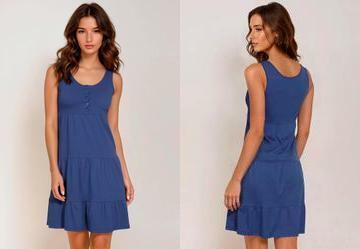 Vestido Regata com Babados Azul