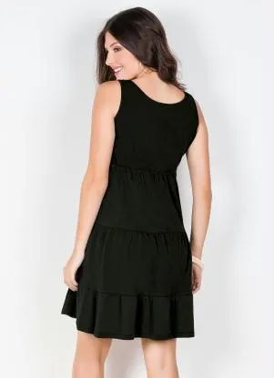 bonprix - Vestido Regata com Babados Preto - BONPRIX