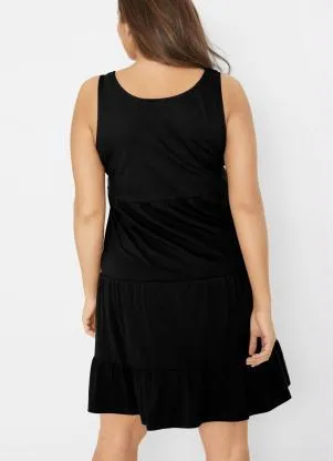 bonprix - Vestido Regata com Babados Preto - BONPRIX
