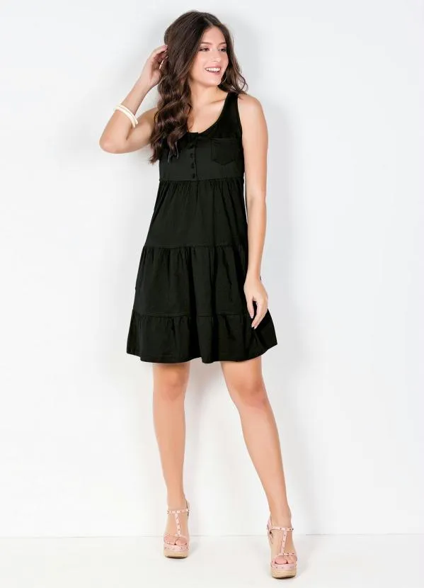 bonprix - Vestido Regata com Babados Preto 3