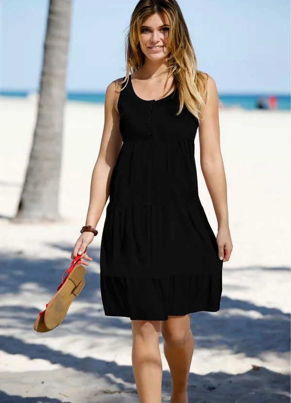 bonprix - Vestido Regata com Babados Preto 5