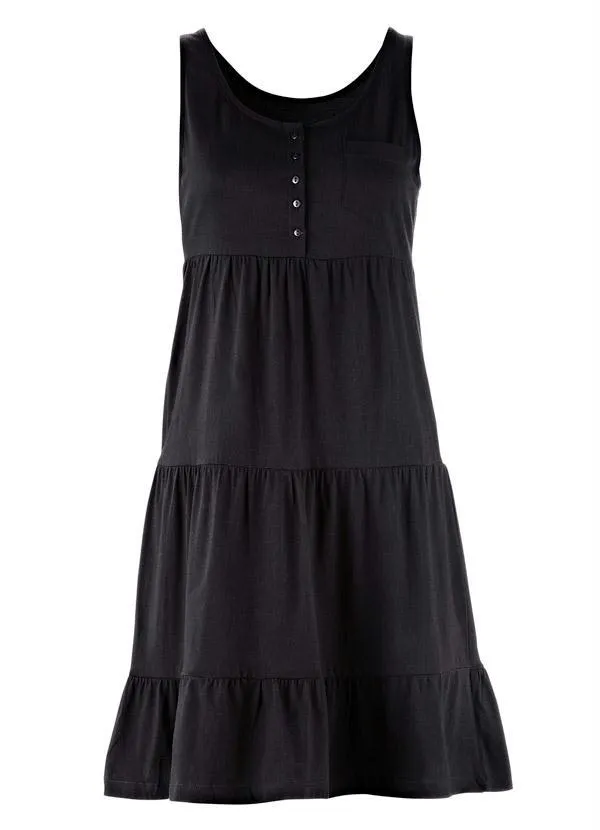 bonprix - Vestido Regata com Babados Preto 7