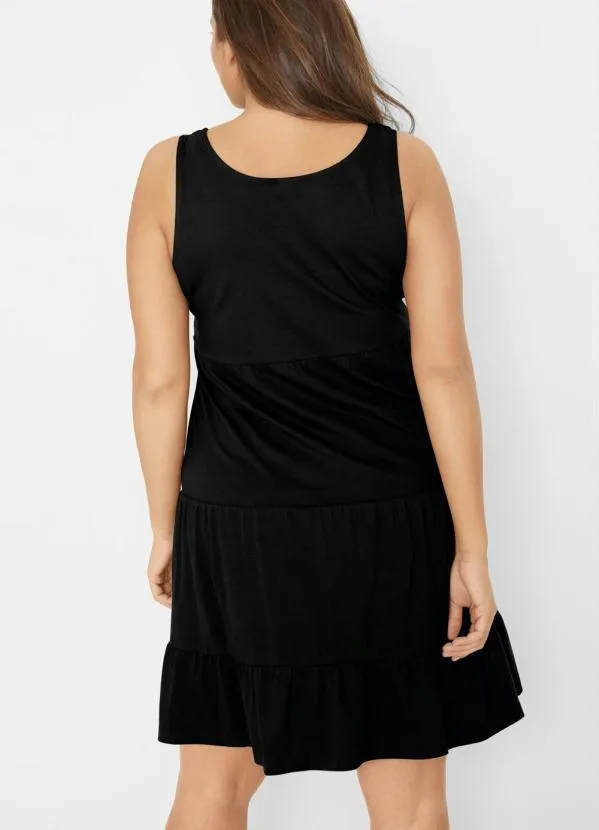 bonprix - Vestido Regata com Babados Preto 9