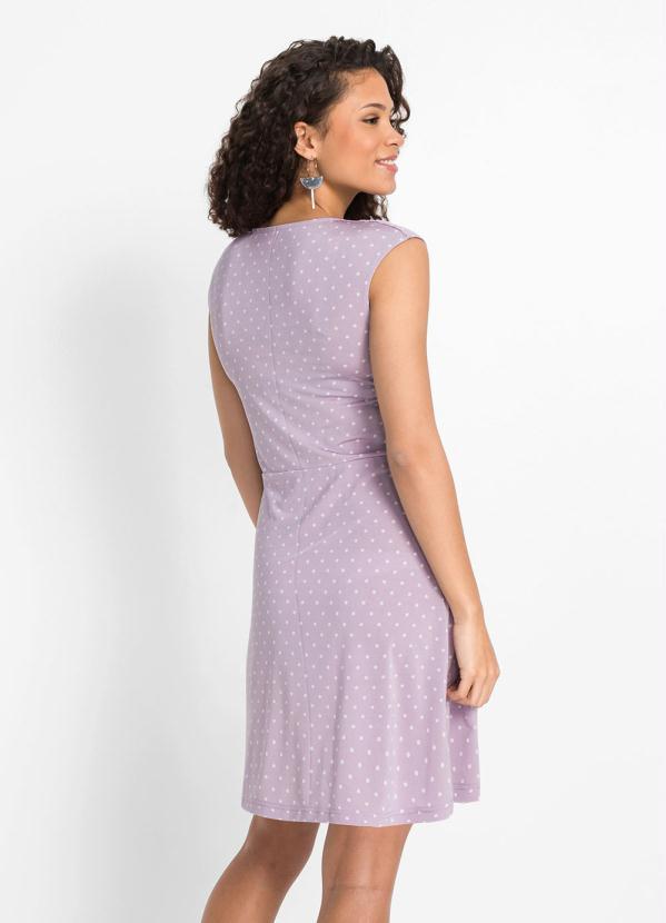 Queima Estoque - Vestido Regata com Decote Transpassado Poá Lilás 2