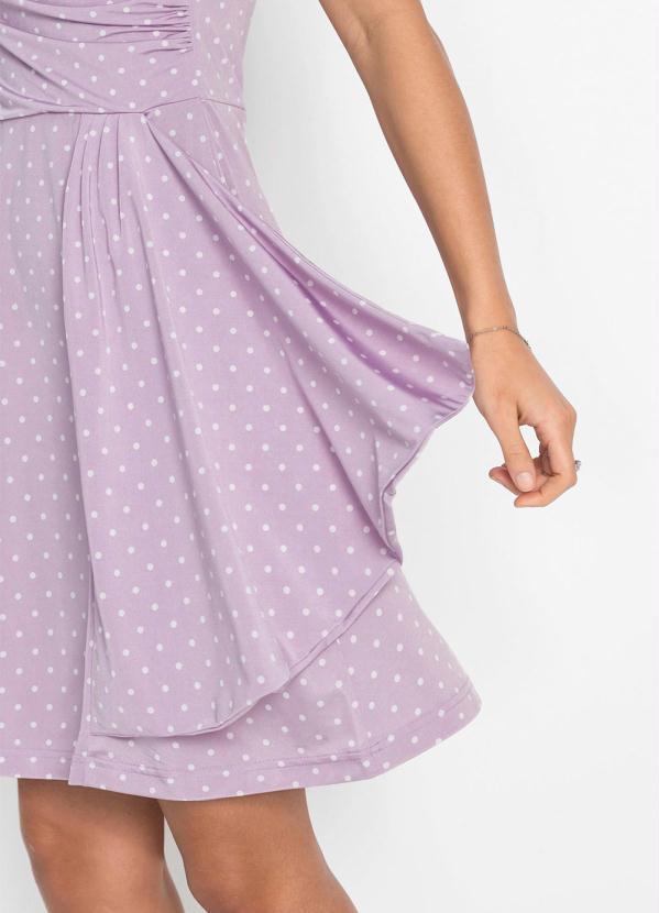 Queima Estoque - Vestido Regata com Decote Transpassado Poá Lilás 5