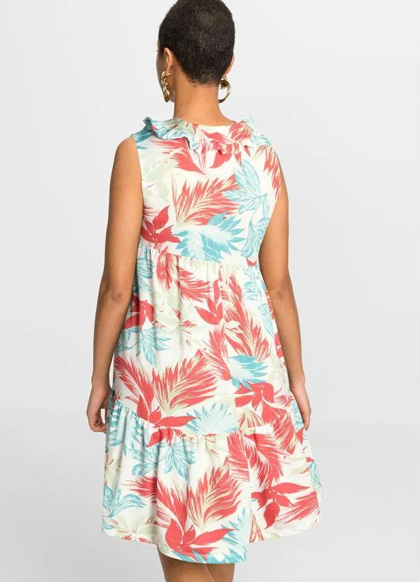 bonprix - Vestido Regata com Gola Folhagem Branco 2