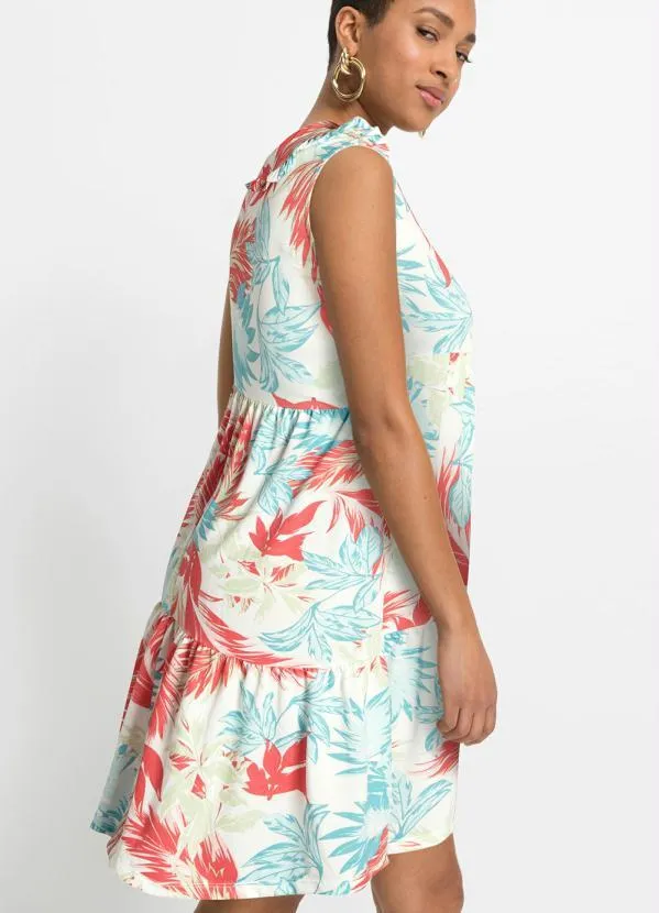 bonprix - Vestido Regata com Gola Folhagem Branco 3