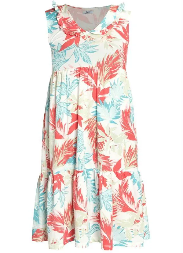 bonprix - Vestido Regata com Gola Folhagem Branco 5