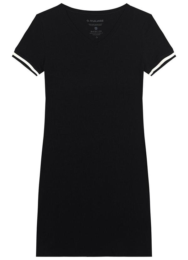 Malwee - Vestido Reto Canelado Preto 4