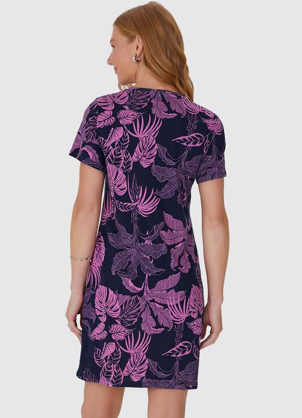 Malwee - Vestido Reto com Estampa Corrida em Algodão Azul 4