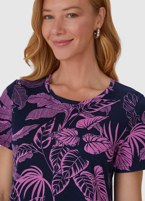 Malwee - Vestido Reto com Estampa Corrida em Algodão Azul 1