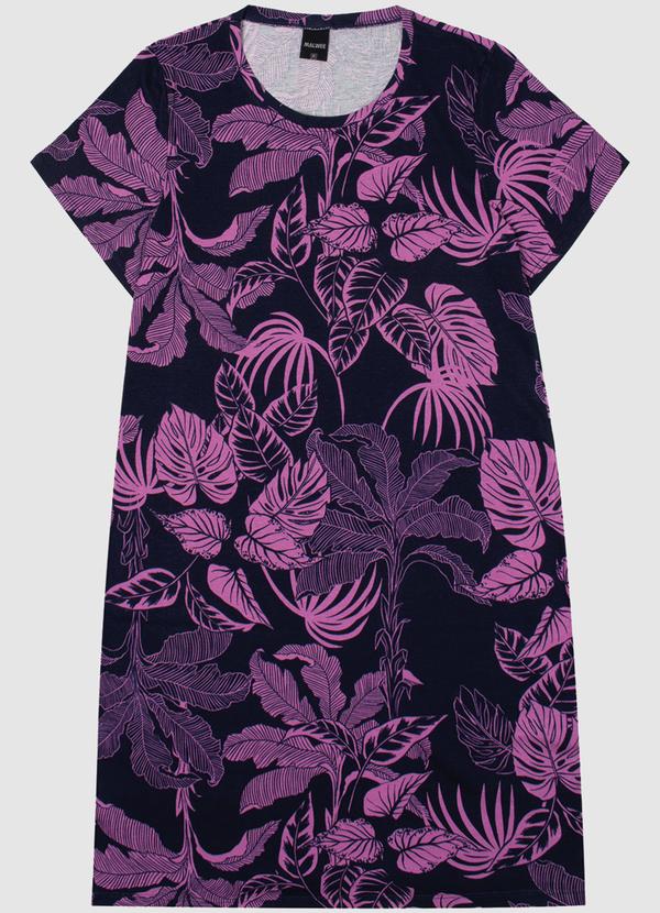 Malwee - Vestido Reto com Estampa Corrida em Algodão Azul 6