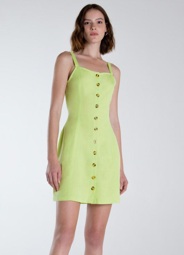 Enfim - Vestido Reto com Linho Verde 1