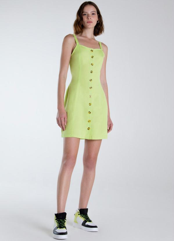 Enfim - Vestido Reto com Linho Verde 2