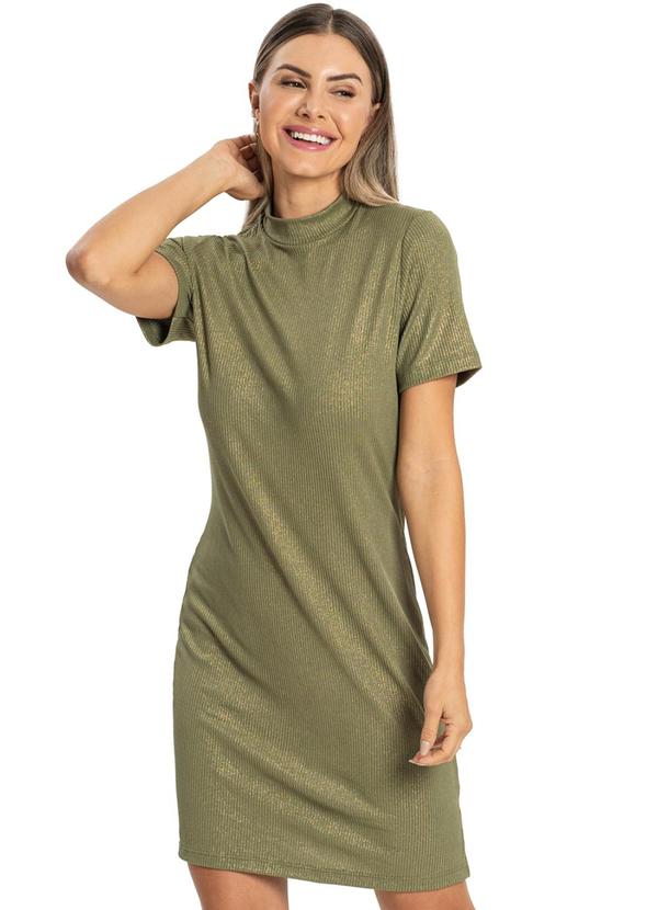 Rovitex - Vestido Ribana Canelada Lurex Verde