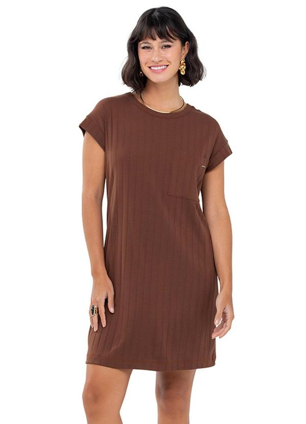 Rezzato - Vestido Ribana com Bolso Adulto Feminino Marrom