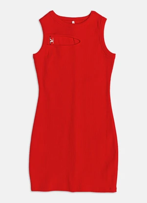 Authoria - Vestido Ribana com Passante de Metal  Vermelho - AUTHORIA