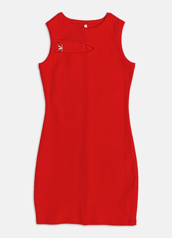 Authoria - Vestido Ribana com Passante de Metal Vermelho