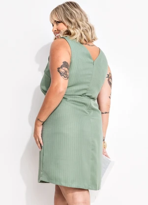 Quintess - Vestido Risca de Giz Verde em - QUINTESS