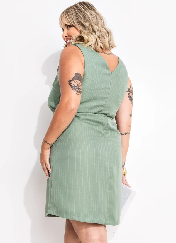 Quintess - Vestido Risca de Giz Verde em 7