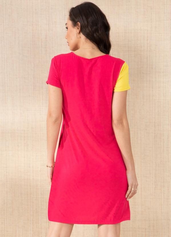 Outlet - Vestido Rosa/Amarelo com Recortes 10