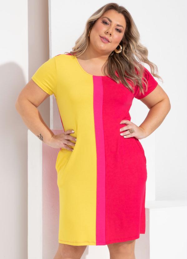 Outlet - Vestido Rosa/Amarelo com Recortes 5