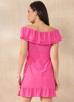 Quintess - Vestido Rosa com Babados - QUINTESS