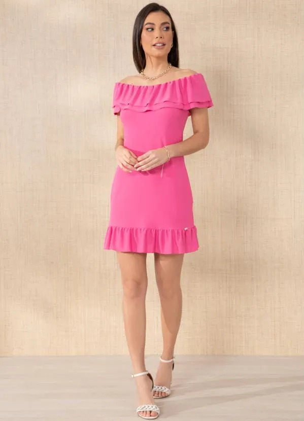 Quintess - Vestido Rosa com Babados 7