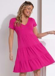 Vestido Rosa com Camadas
