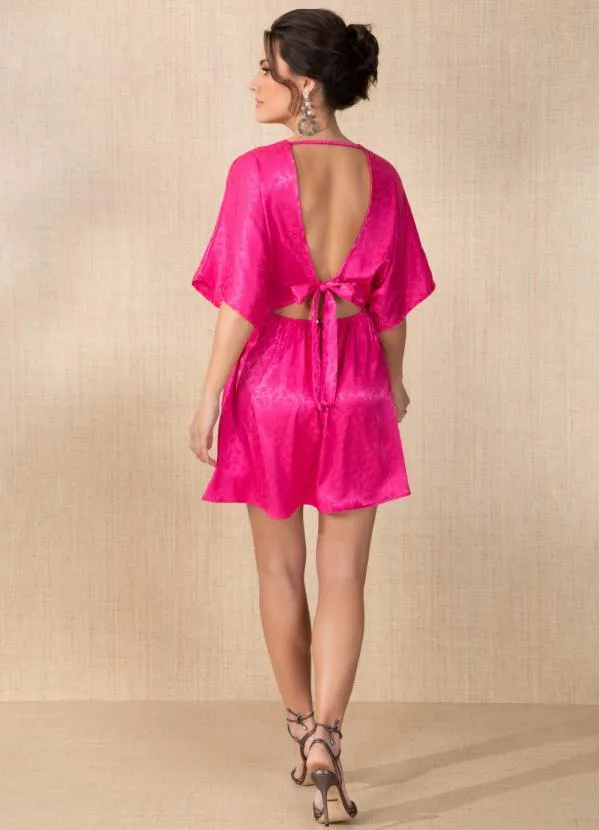 Quintess - Vestido Rosa com Decote Transpassado 4