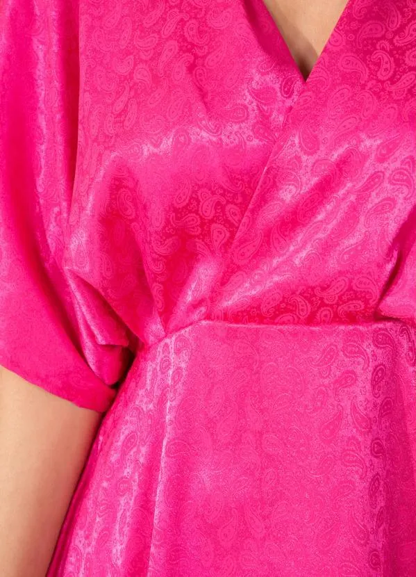 Quintess - Vestido Rosa com Decote Transpassado 6