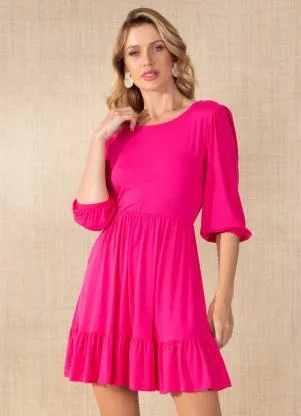 Quintess - Vestido Rosa com Detalhe para Amarrar nas Costas - QUINTESS