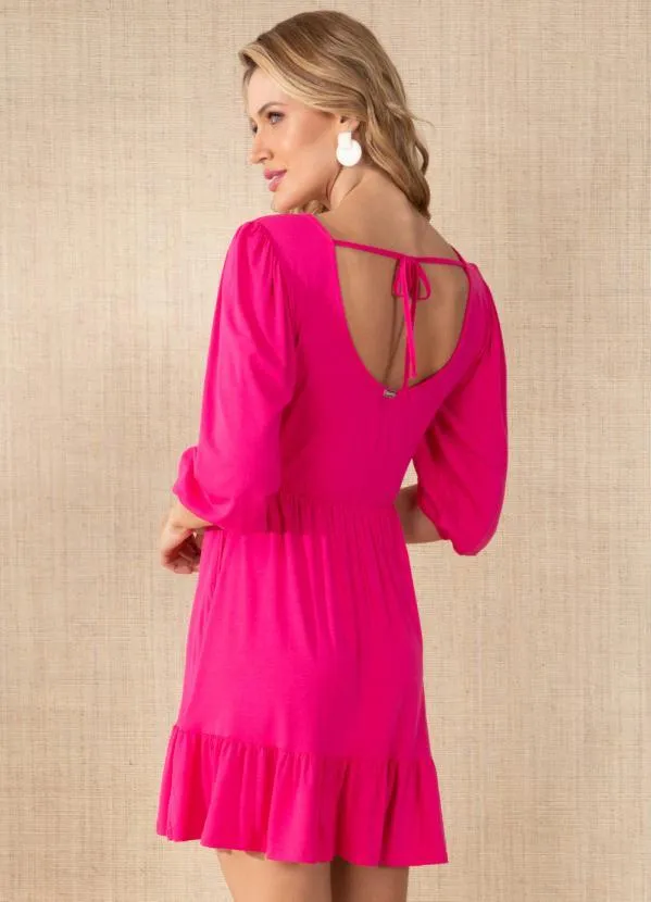 Quintess - Vestido Rosa com Detalhe para Amarrar nas Costas 2