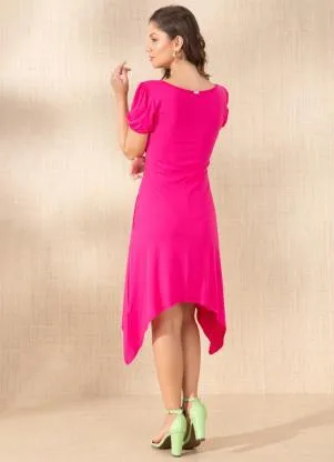 Quintess - Vestido Rosa com Laterais Alongadas - QUINTESS