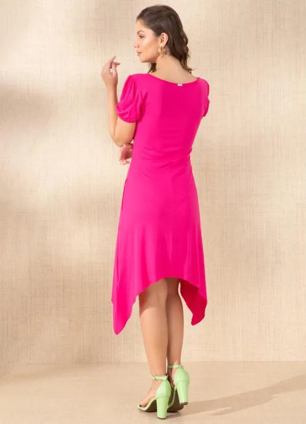 Quintess - Vestido Rosa com Laterais Alongadas 2