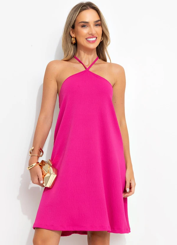 Bimini - Vestido Rosa em Malha Anarruga