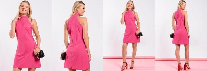Vestido Rosa em Malha Crepe