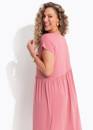 Quintess - Vestido Rosa em Malha de Viscose - QUINTESS