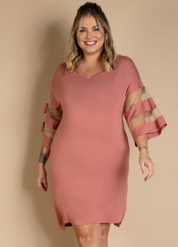 Quintess - Vestido Rosa Queimado com Detalhes em Tule 6