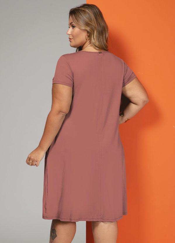 Quintess - Vestido Rosê com Bolsos e Mangas Curtas 7