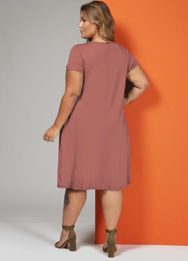 Quintess - Vestido Rosê com Bolsos e Mangas Curtas 9