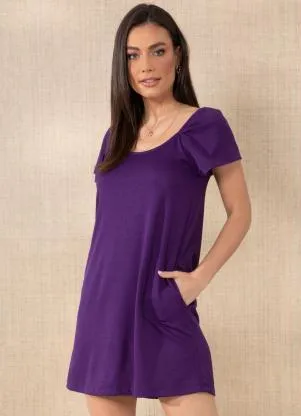 Quintess - Vestido Roxo com Bolsos Funcionais - QUINTESS